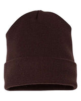 Yupoong 1501 Adult Cuffed Knit Beanie #color_BROWN