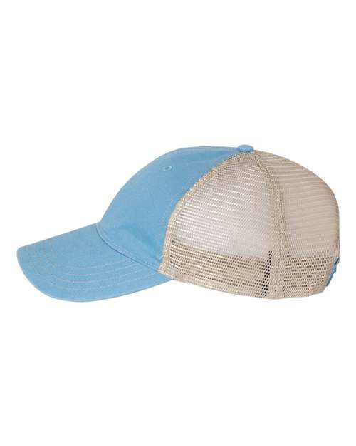 Richardson 111 Garment-Washed Trucker Cap #color_Columbia Blue/ Khaki