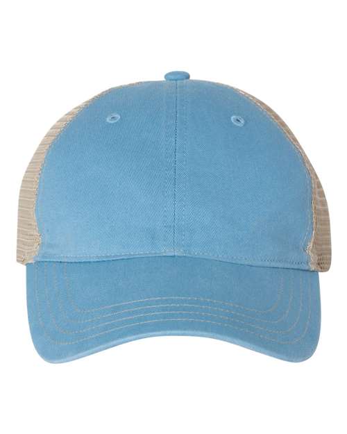 Richardson 111 Garment-Washed Trucker Cap #color_Columbia Blue/ Khaki