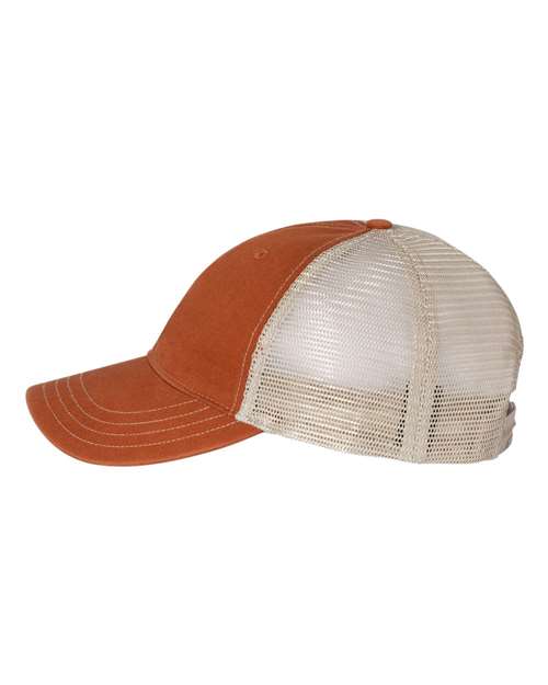 Richardson 111 Garment-Washed Trucker Cap #color_Texas Orange/ Khaki