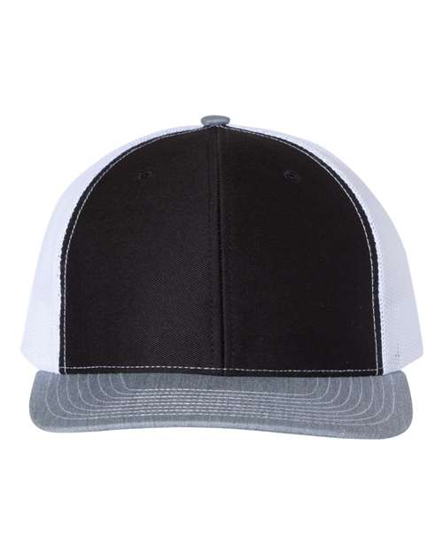 Richardson 112 Snapback Trucker Cap #color_Black/ White/ Heather Grey