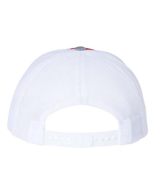 Richardson 112 Snapback Trucker Cap #color_Red/ White/ Heather Grey