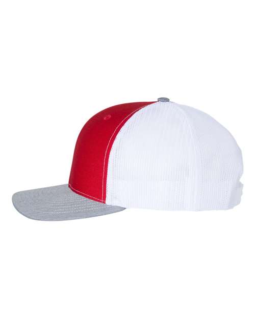 Richardson 112 Snapback Trucker Cap #color_Red/ White/ Heather Grey