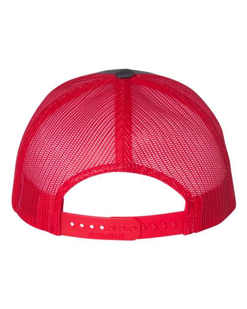 Richardson 115 Low Pro Trucker Cap #color_Charcoal/ Red