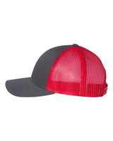 Richardson 115 Low Pro Trucker Cap #color_Charcoal/ Red