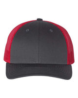 Richardson 115 Low Pro Trucker Cap #color_Charcoal/ Red