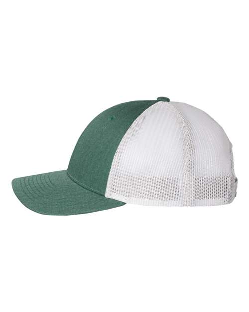 Richardson 115 Low Pro Trucker Cap #color_Heather Dark Green/ Silver