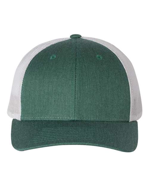 Richardson 115 Low Pro Trucker Cap #color_Heather Dark Green/ Silver