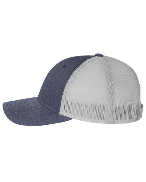 Richardson 115 Low Pro Trucker Cap #color_Heather Navy/ Light Grey