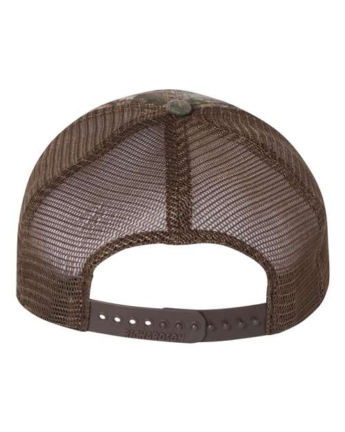 Richardson 111P Garment Washed Printed Trucker Cap #color_Realtree Edge/ Brown