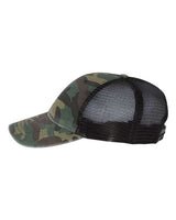 Richardson 111P Garment Washed Printed Trucker Cap #color_Green Camo/ Black