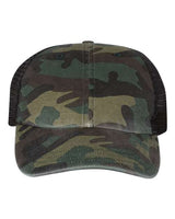 Richardson 111P Garment Washed Printed Trucker Cap #color_Green Camo/ Black