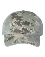 Richardson 111P Garment Washed Printed Trucker Cap #color_Military Digital Camo/ Light Green