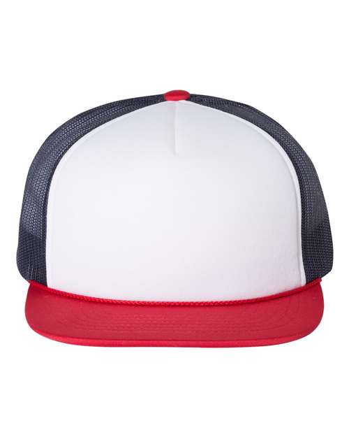Richardson 113 Foamie Trucker Cap #color_White/ Navy/ Red