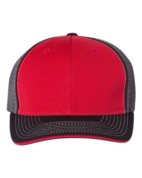 Richardson 172 Pulse Sportmesh R-Flex Cap #color_Red/ Charcoal/ Black Tri