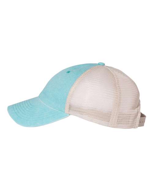 Valucap SP510 Pigment-Dyed Trucker Cap #color_Aqua/ Stone