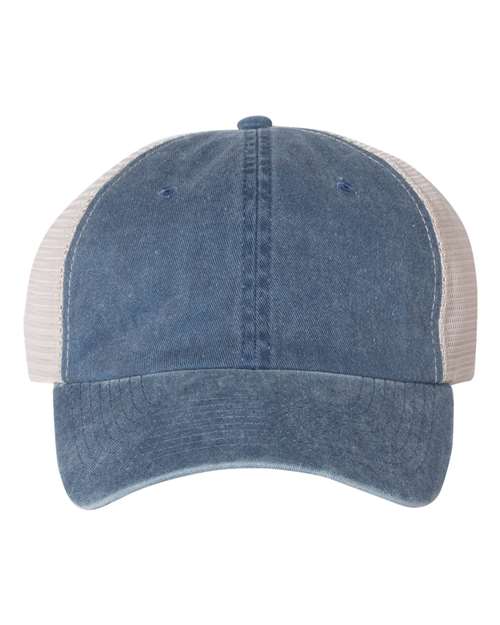 Valucap SP510 Pigment-Dyed Trucker Cap #color_Navy/ Stone