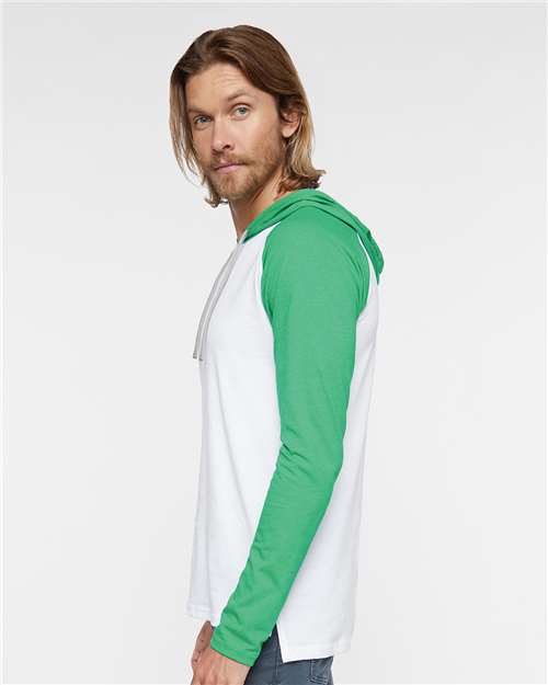 LAT 6917 Men's Hooded Raglan Long Sleeve Fine Jersey T-Shirt #color_B WH/ VN GR/ TTN