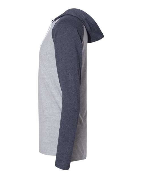 LAT 6917 Men's Hooded Raglan Long Sleeve Fine Jersey T-Shirt #color_VN HTH/ VN NV/ W