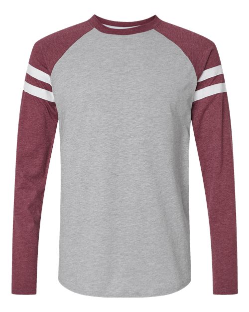 LAT 6934 Men's Gameday Mash-Up Long Sleeve Fine Jersey T-Shirt #color_VN HT/ VN BRG/ W