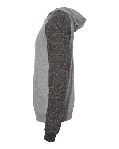 Jerzees 90MR Adult Snow Heather Raglan Hooded Sweatshirt #color_CHAR HTH/ BL INK