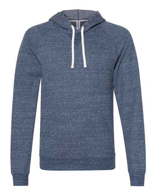 Jerzees 90MR Adult Snow Heather Raglan Hooded Sweatshirt #color_NAVY SNOW HEATHR