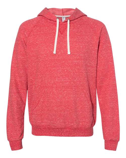 Jerzees 90MR Adult Snow Heather Raglan Hooded Sweatshirt #color_RED SNOW HEATHER