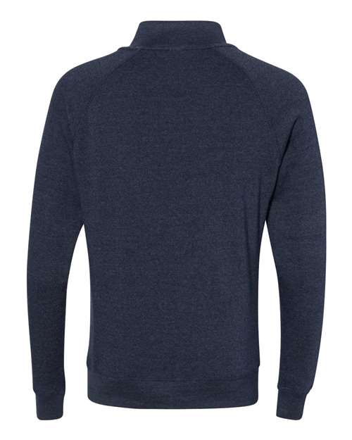 J America JA8869 Adult Triblend Fleece Quarter-Zip #color_TRUE NAVY TRBLND