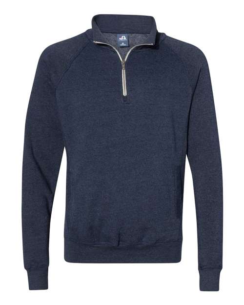 J America JA8869 Adult Triblend Fleece Quarter-Zip #color_TRUE NAVY TRBLND