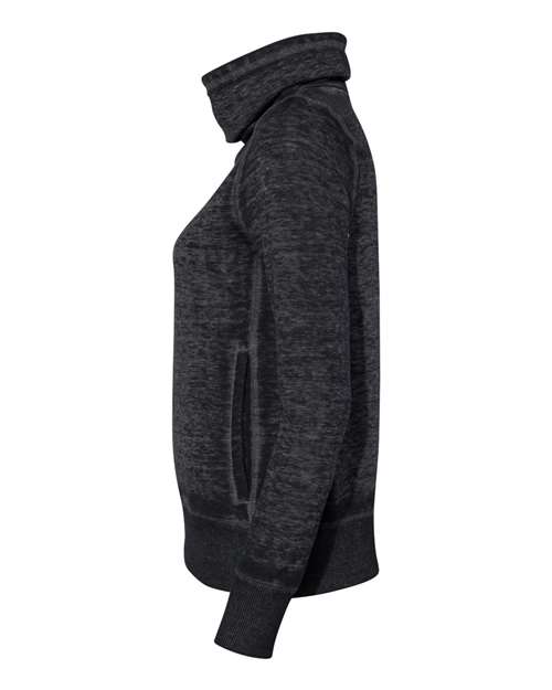 J America JA8930 Ladies' Zen Fleece Cowl Neck #color_TWISTED BLACK