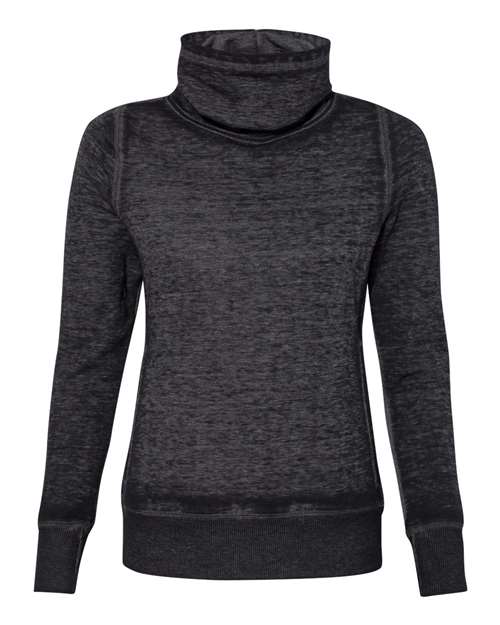 J America JA8930 Ladies' Zen Fleece Cowl Neck #color_TWISTED BLACK