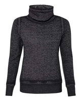 J America JA8930 Ladies' Zen Fleece Cowl Neck #color_TWISTED BLACK