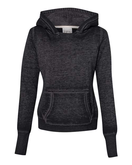 J America JA8912 Ladies' Zen Pullover Fleece Hooded Sweatshirt #color_TWISTED BLACK