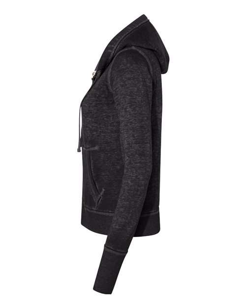 J America JA8913 Ladies' Zen Full-Zip Fleece Hooded Sweatshirt #color_TWISTED BLACK