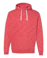 J America JA8677 Adult Melange Fleece Pullover Hooded Sweatshirt #color_RED