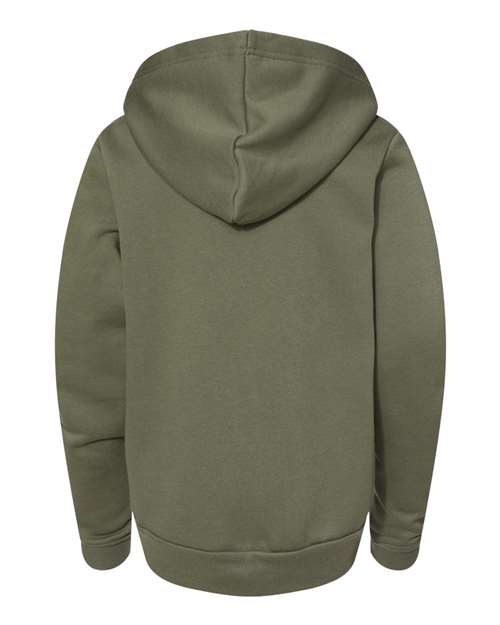 Bella + Canvas 3719Y Youth Sponge Fleece Pullover Hooded Sweatshirt #color_MILITARY GREEN