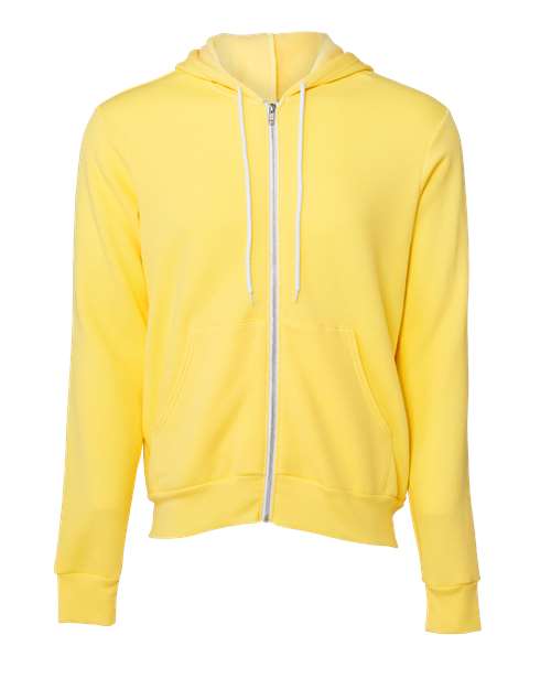 Bella + Canvas 3739 Unisex Poly-Cotton Fleece Full-Zip Hooded Sweatshirt #color_YELLOW