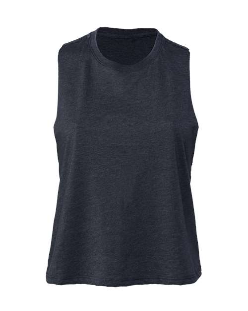 Bella + Canvas 6682 Ladies' Racerback Cropped Tank #color_HEATHER NAVY