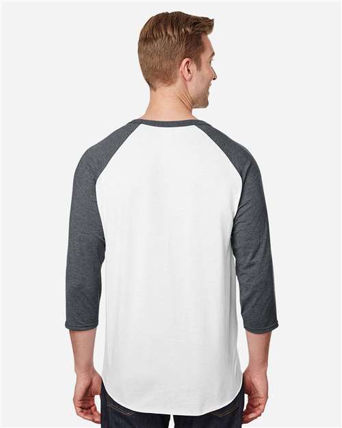 Jerzees 560RR Unisex Premium Blend Ring-Spun 3/4 Sleeve Raglan T-Shirt #color_WHITE/ CHAR HTHR