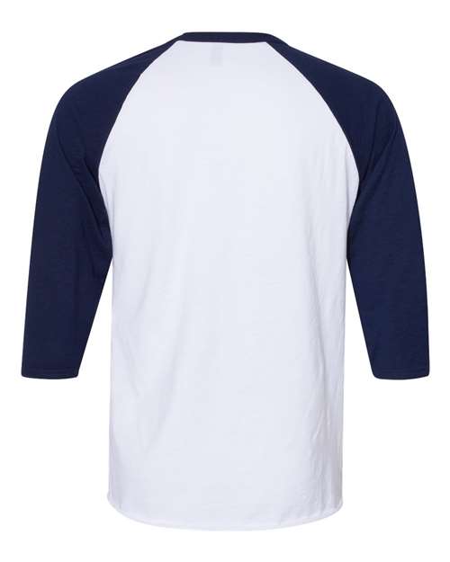 Jerzees 560RR Unisex Premium Blend Ring-Spun 3/4 Sleeve Raglan T-Shirt #color_WHITE/ J NAVY