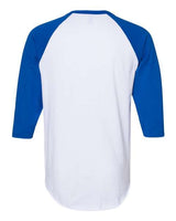 Jerzees 560RR Unisex Premium Blend Ring-Spun 3/4 Sleeve Raglan T-Shirt #color_WHITE/ ROYAL