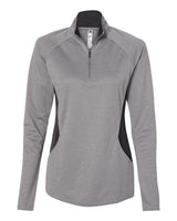 Adidas A281 Women's Lightweight Quarter-Zip Pullover #color_Grey Three Heather/ Carbon