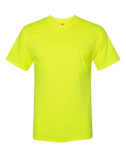 Hanes W110 Adult Workwear Pocket T-Shirt #color_SAFETY GREEN