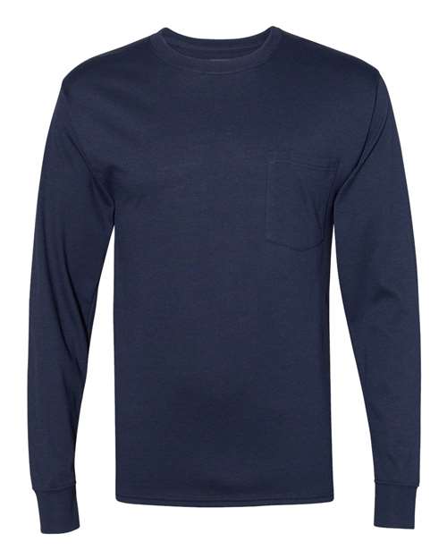 Hanes W120 Adult Workwear Long-Sleeve Pocket T-Shirt #color_NAVY