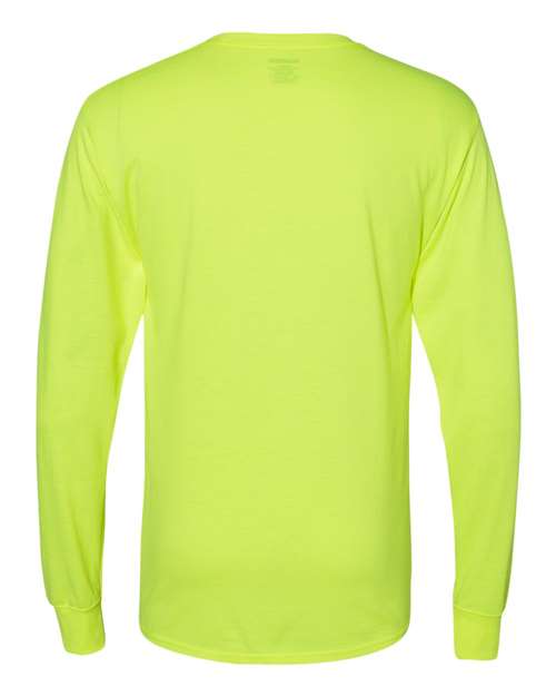 Hanes W120 Adult Workwear Long-Sleeve Pocket T-Shirt #color_SAFETY GREEN