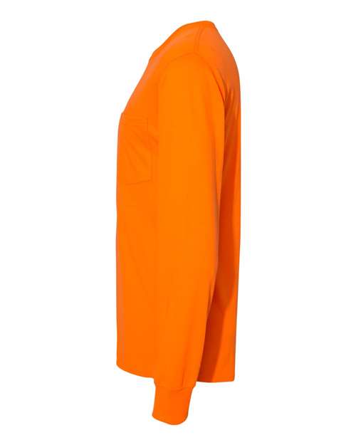 Hanes W120 Adult Workwear Long-Sleeve Pocket T-Shirt #color_SAFETY ORANGE
