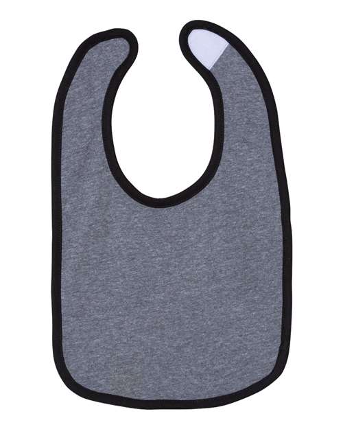 Rabbit Skins RS1004 Infant Contrast Trim Bib #color_GRANITE HTH/ BLK
