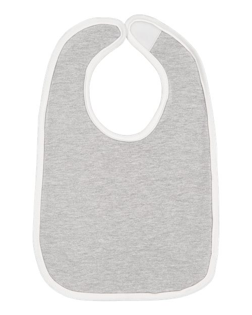 Rabbit Skins RS1004 Infant Contrast Trim Bib #color_HEATHER/ WHITE