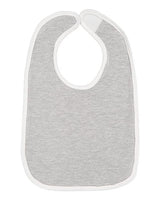 Rabbit Skins RS1004 Infant Contrast Trim Bib #color_HEATHER/ WHITE