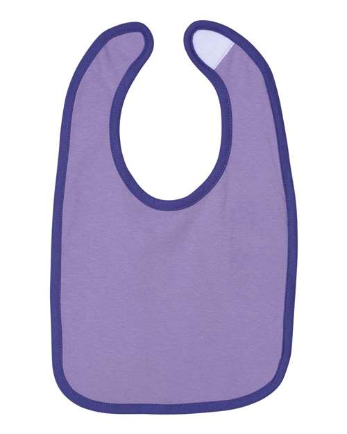 Rabbit Skins RS1004 Infant Contrast Trim Bib #color_LAVENDER/ PURPLE